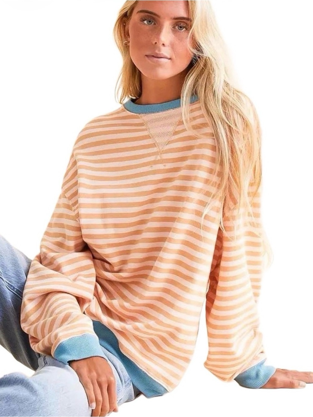 Free People - We The Free Women's Oversized Multi Striped Crewneck - Size: XS